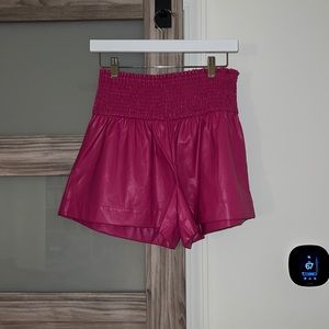 pink pleather shorts